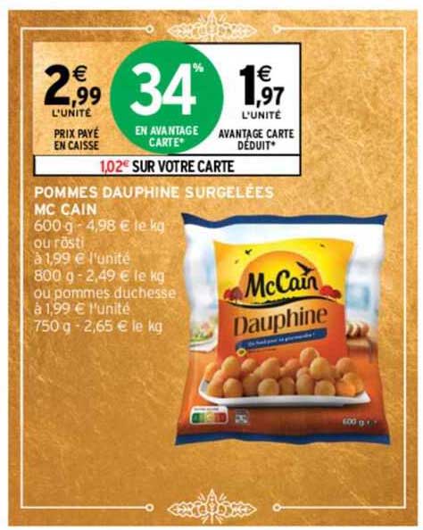 pommes dauphine surgelées mc cain
