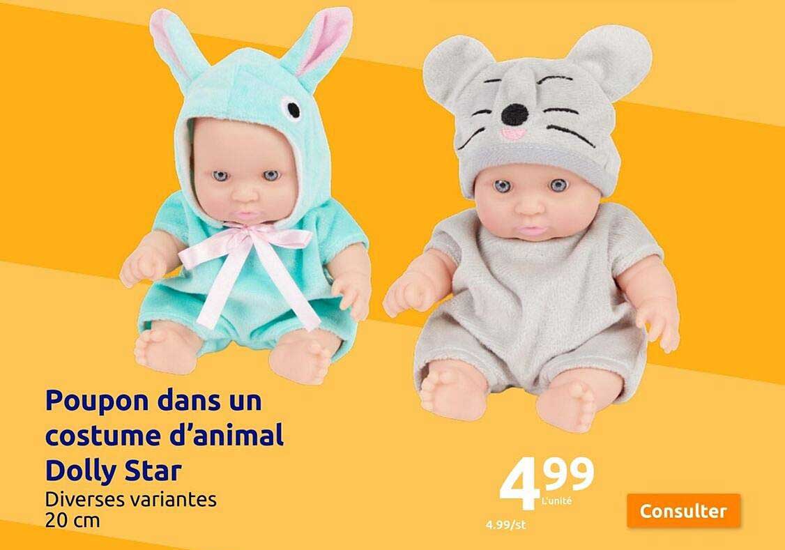 poupon dans un costume d'animal dolly star