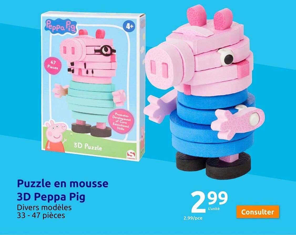 puzzle en mousse 3d peppa pig