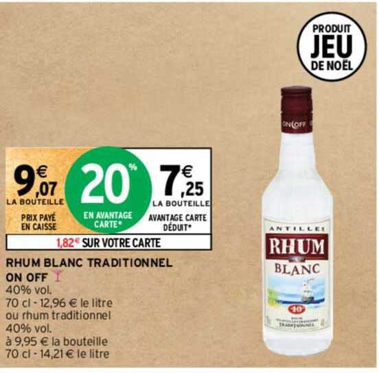 rhum blanc traditionnel on off