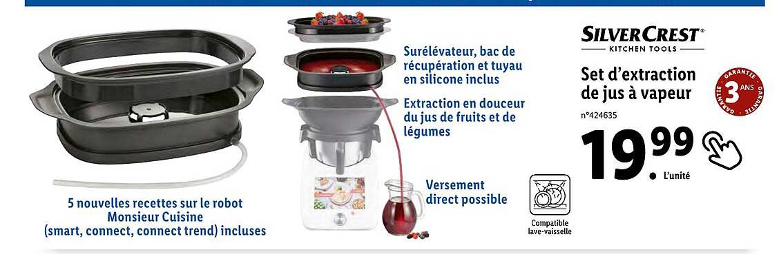 set d'extraction de jus à vapeur silvercrest