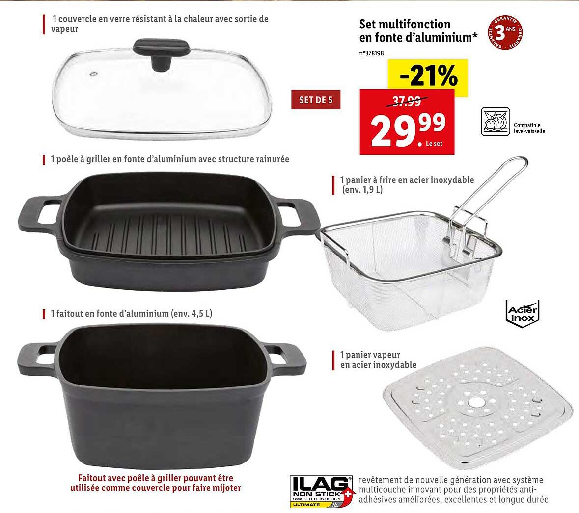 set multifonction en fonte d'aluminium