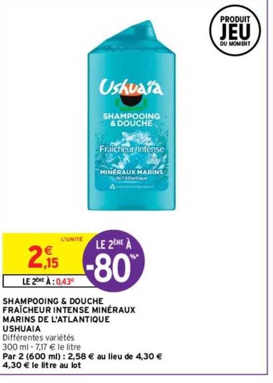 shampooing & douche fraîcheur intense minéraux marins de l'atlantique ushuaïa