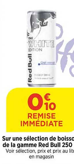 sur une sélection de boissons de la gamme red bull 250