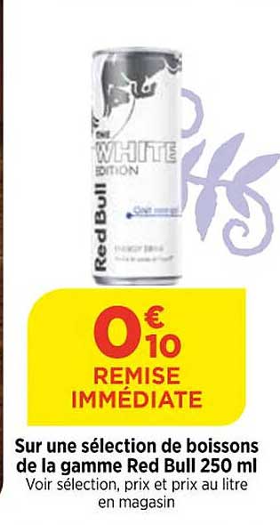 sur une sélection de boissons de la gamme red bull 250.