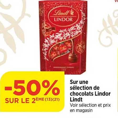 sur une  sélection de chocolats lindor  lindt