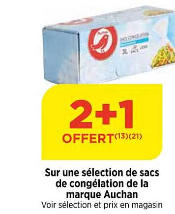 sur une sélection de sacs de congélation de la marque auchan
