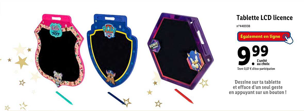 tablette lcd licence