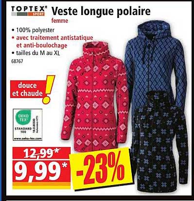 Veste Longue Polaire Femme Toptex Sport