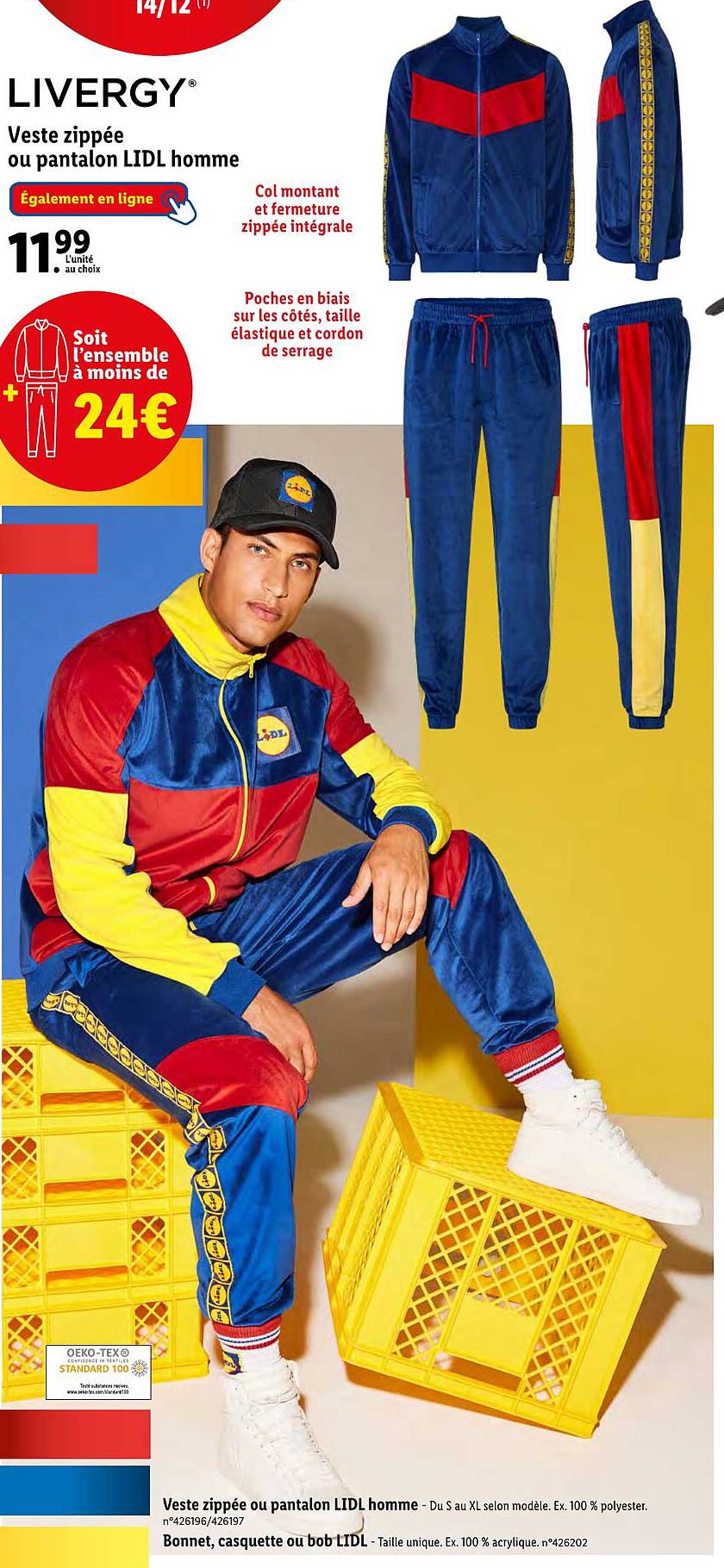 veste zippée ou pantalon lidl homme livergy