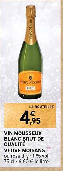 vin mousseux blanc brut de qualité veuve moisans