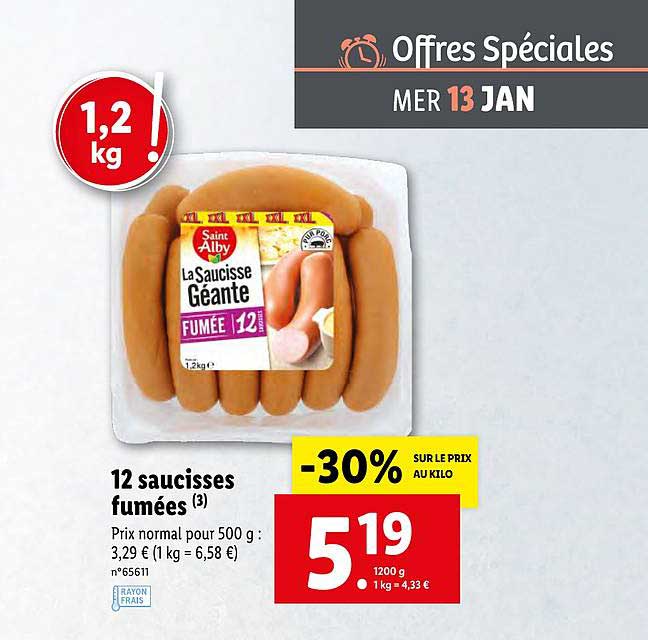 12 saucisses fumées saint alby