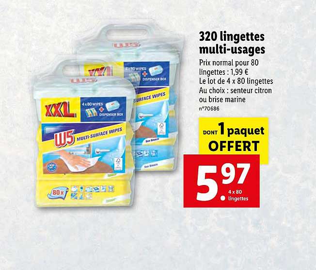 320 lingettes multi-usages w5