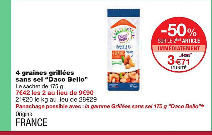 4 graines grillées sans sel "daco bello"
