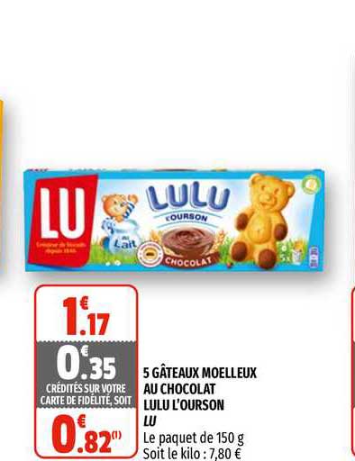 5 Gâteaux Moelleux Au Chocolat Lulu L'ourson Lu