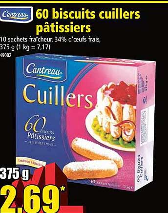60 biscuits cuillers pâtissiers cantreau
