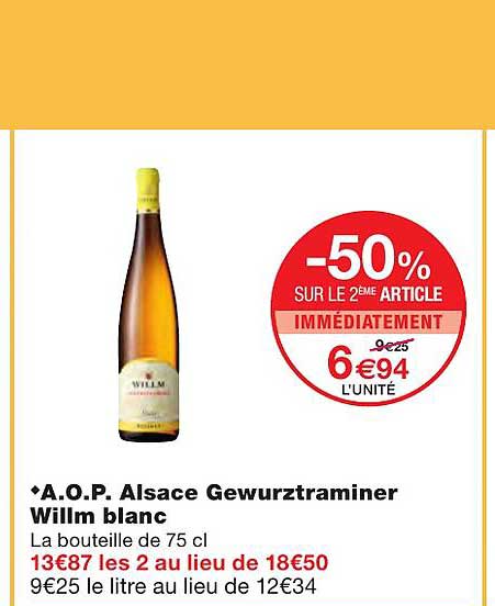 a.o.p. alsace gewurztraminer willm blanc