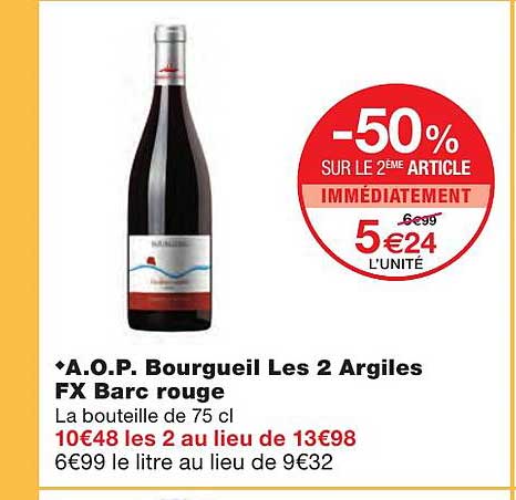 a.o.p. bourgueil les 2 argiles fx barc rouge