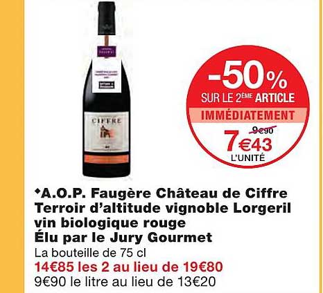 a.o.p. faugère château de ciffre terroir d'altitude vignoble lorgeril vin biologique rouge élu par le jury gourmet