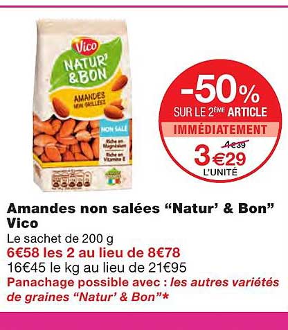 amandes non salées "natur' & bon" vico