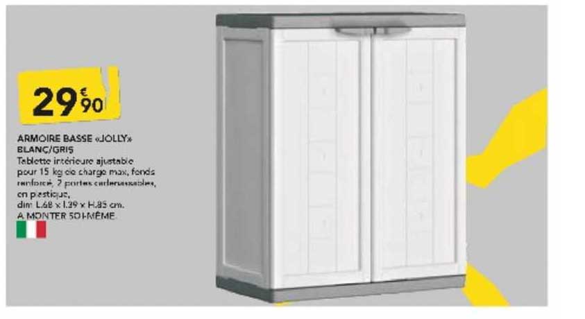 armoire basse «jolly» blanc-gris