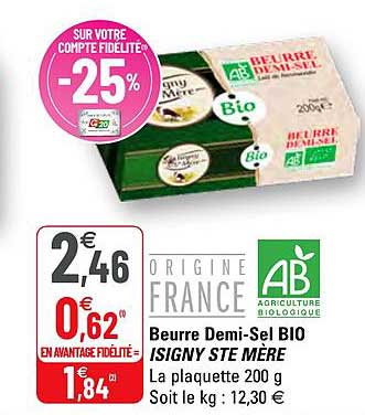 beurre demi-sel bio isigny ste mère