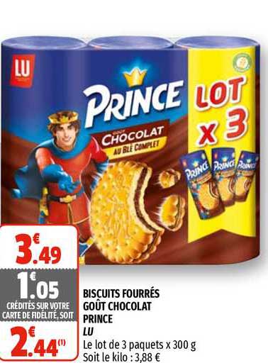 Biscuits Fourrés Goût Chocolat Prince Lu