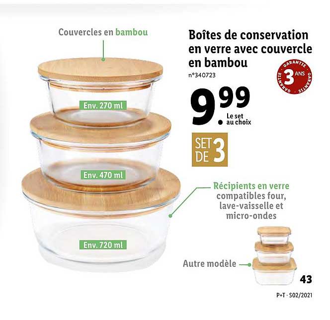 Boîtes De Conservation En Verre Avec Couvercle En Bambou