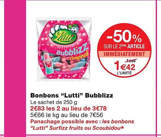 bonbons "lutti" bubblizz