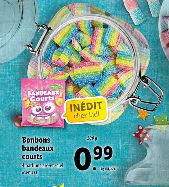 bonbons bandeaux courts