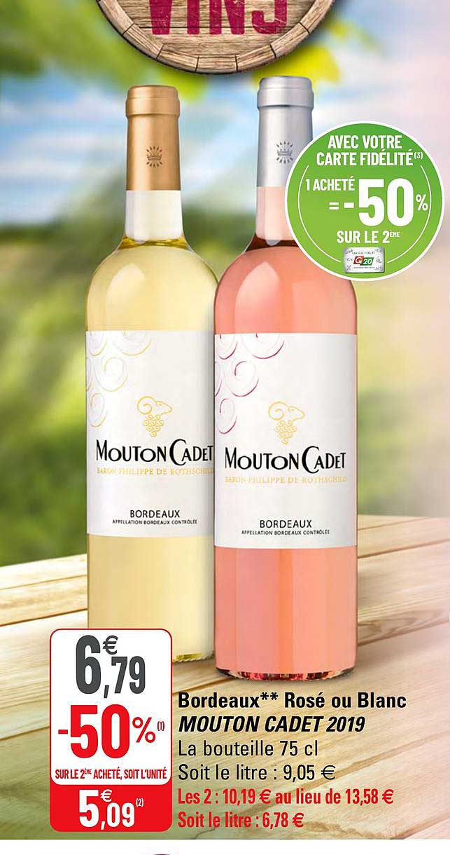 bordeaux rosé ou blanc mouton cadet 2019
