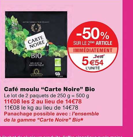 Café Moulu "carte Noire" Bio