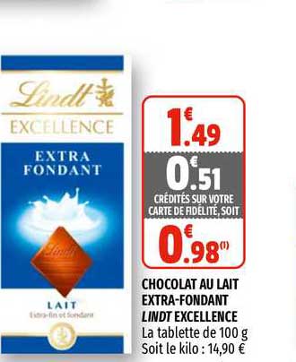 Chocolat Au Lait Extra-fondant Lindt Excellence
