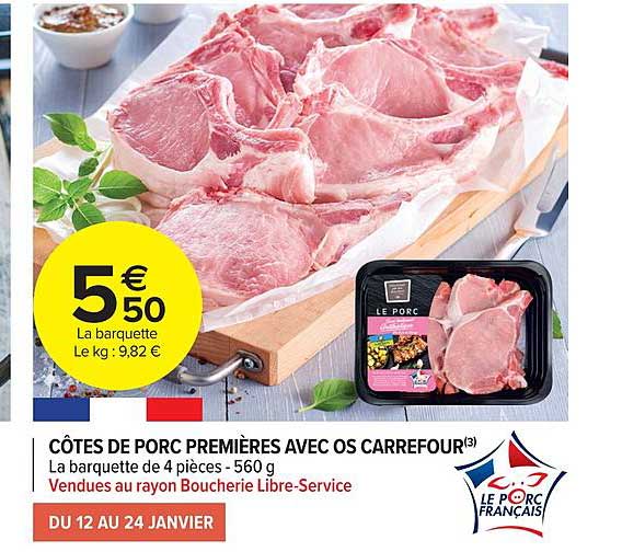 Côtes De Porc Premières Avec Os Carrefour