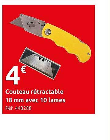 Couteau Rétractable 18 Mm Avec 10 Lames