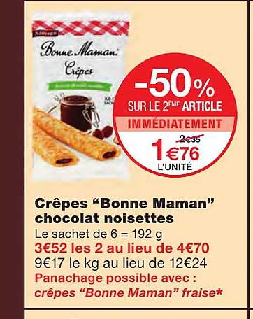 crêpes "bonne maman" chocolat noisettes