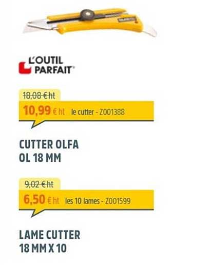 cutter olfa, lame cutter 18 mm x 10 l'outil parfait