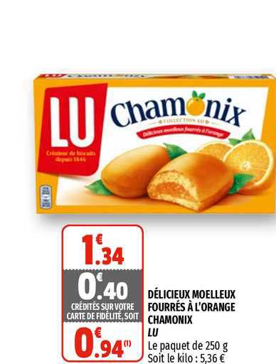 délicieux moelleux fourrés à l'orange chamonix lu