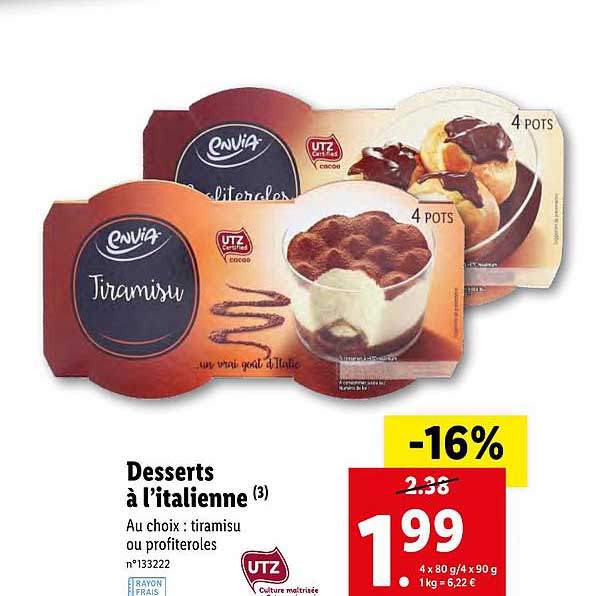 desserts à l'italienne envia