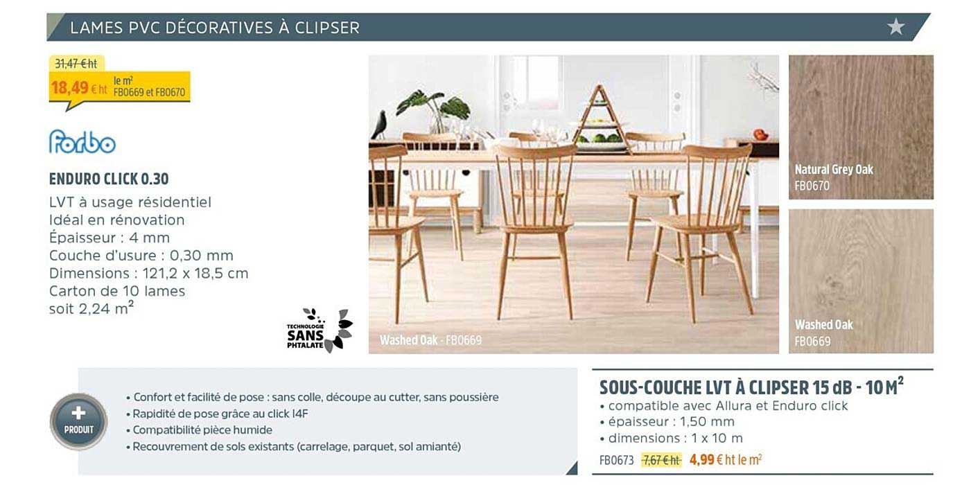 enduro click 0.30 forbo, sous-couche lvt à clipser 15 db - 10 m2