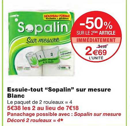 essuie-tout "sopalin" sur mesure blanc