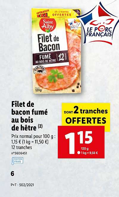 filet de bacon fumé au bois de hêtre saint alby