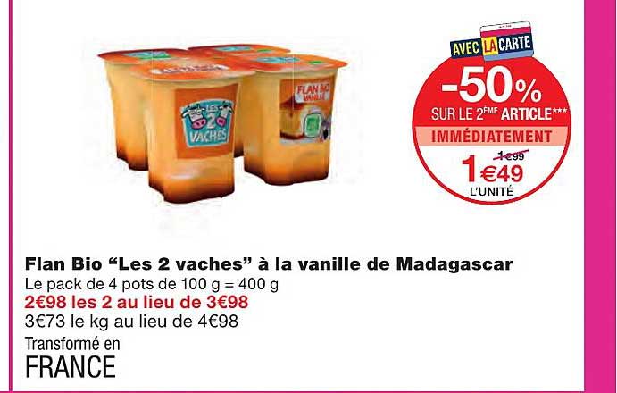 Flan Bio "les 2 Vaches" à La Vanille De Madagascar