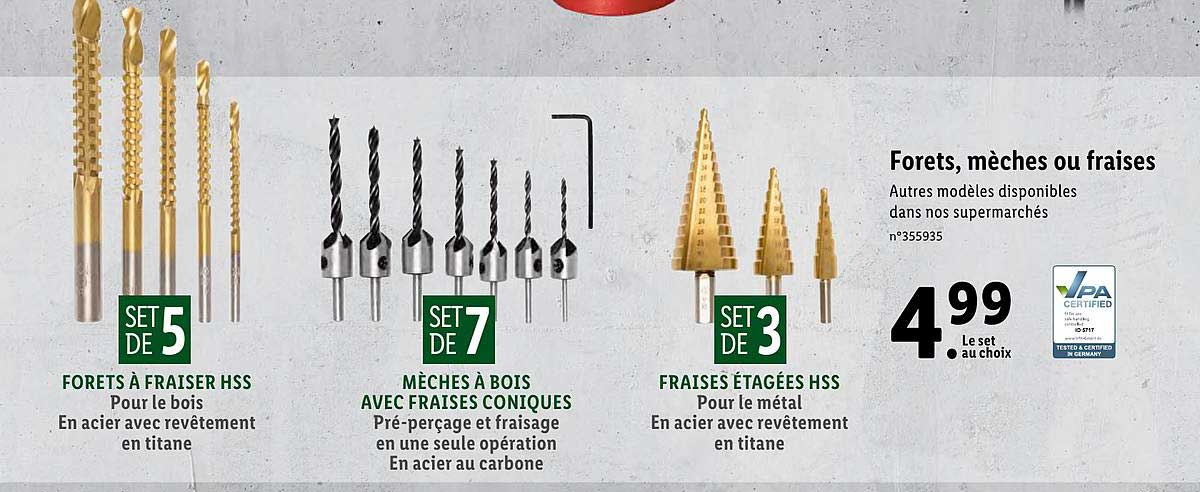 forets, mèches ou fraises vpa certified