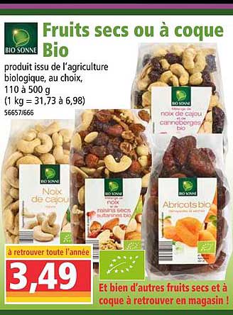 fruits secs ou à coque bio bio sonne