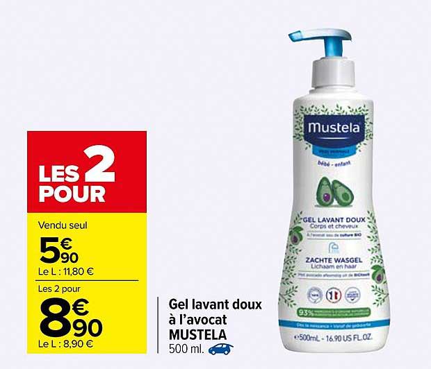 gel lavant doux à l'avocat mustela