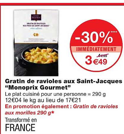 gratin de ravioles aux saint-jacques "monoprix gourmet"