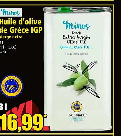 huile d'olive de grèce igp minos