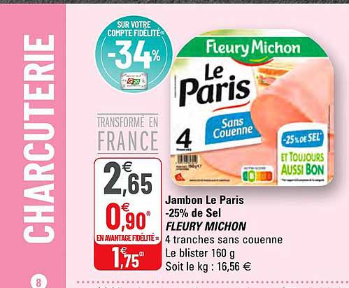 jambon le paris -25% de sel fleury michon