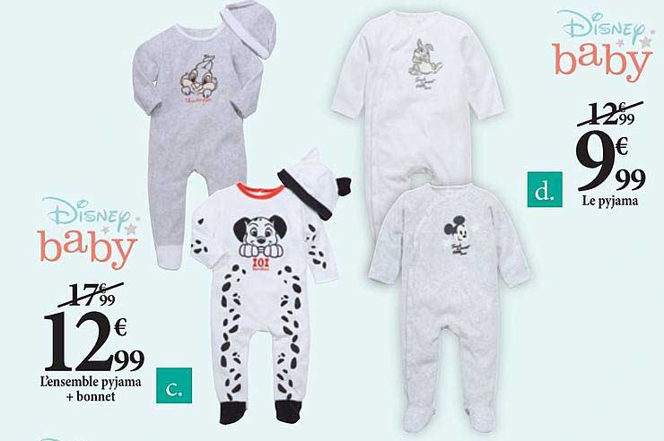 l'ensemble pyjama et bonnet disney baby